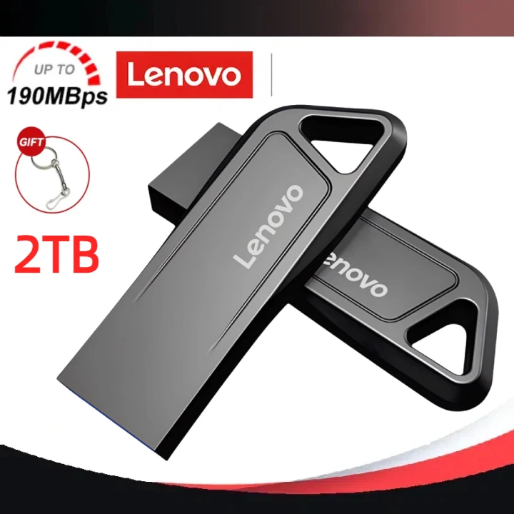 Lenovo-Pen Drive USB 3.0 de Metal, Chave de Memória Pendrive, 128GB, 1TB, 2TB