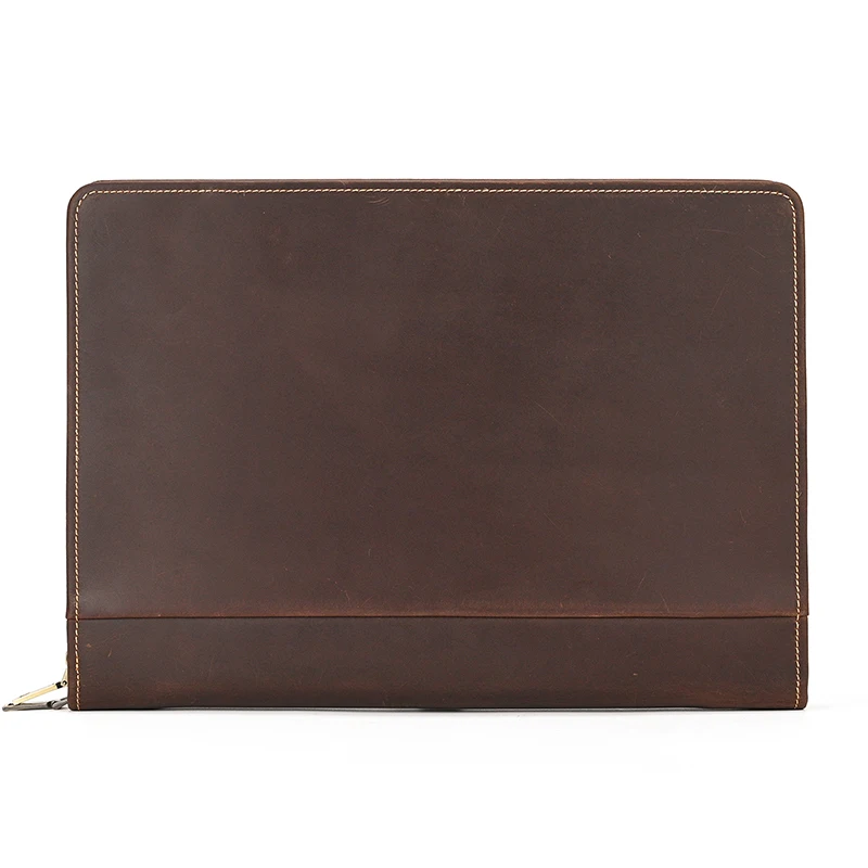 Luufan Mens Clutch Bag Para arquivos A4 couro Genuíno zip em torno Homem Documento saco iPad Caso Couro Homem Negócios Bolsa Telefone Bag