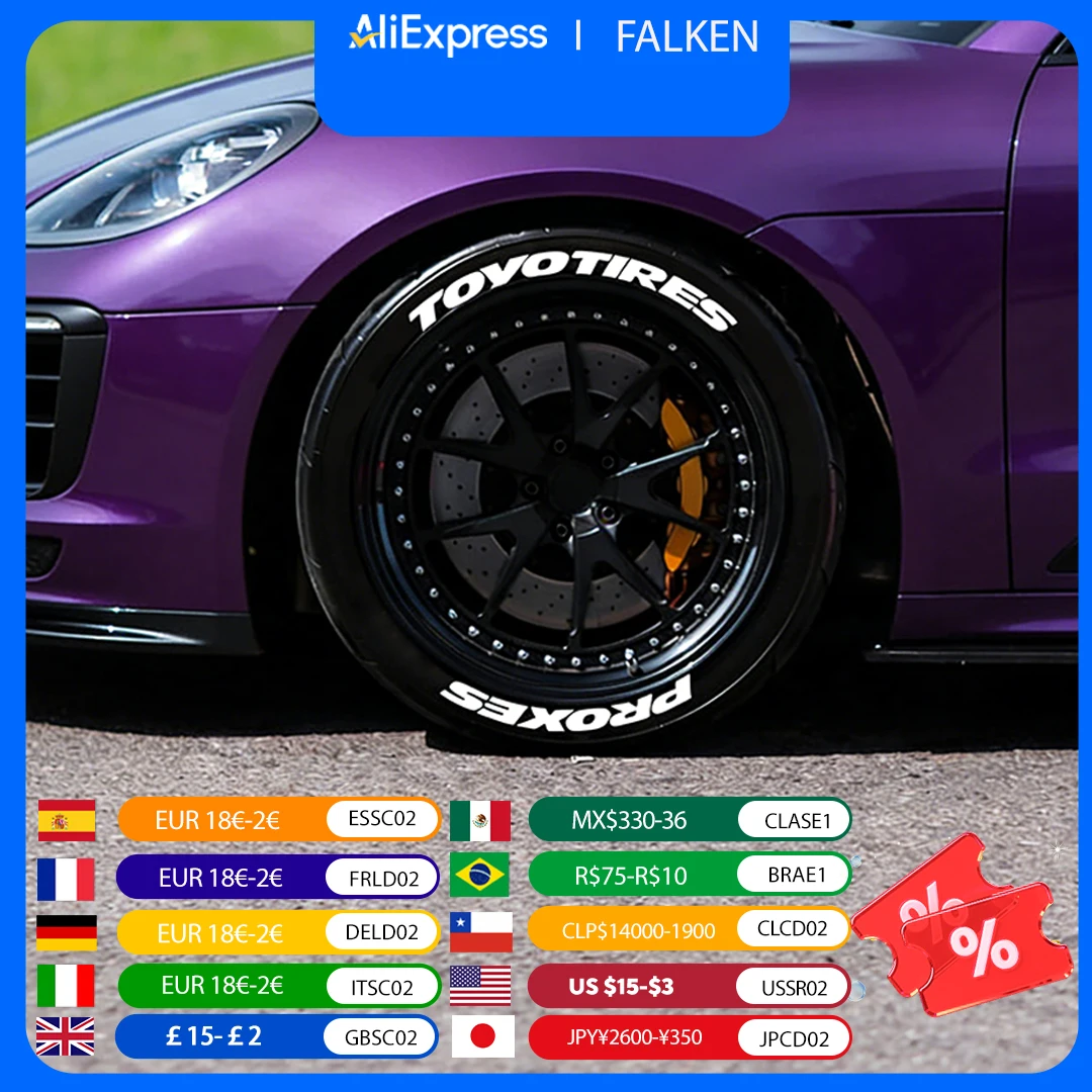 4 ensembles pour 4 roues lettres pneu voiture autocollants universels 3D Auto moto étanche décalcomanies style en une seule pièce autocollants