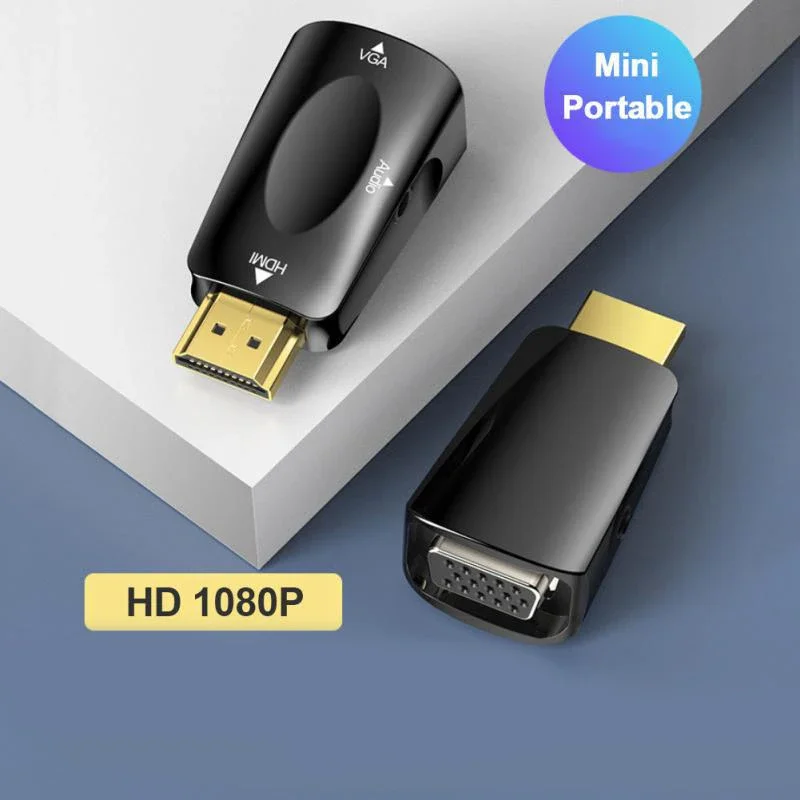 HDMI-compatible to VGA Cable Converter Male to Female 3.5 mm Audio Interface HD 1080P Transmission Adapter for PC Laptop