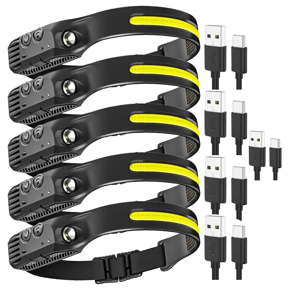KDULIT Multifunktions-Cob-LED-Scheinwerfer drei Lichtquelle USB wiederauf ladbare Sensor-Stirn lampe im Freien wasserdichte Camping-Angel laterne 3