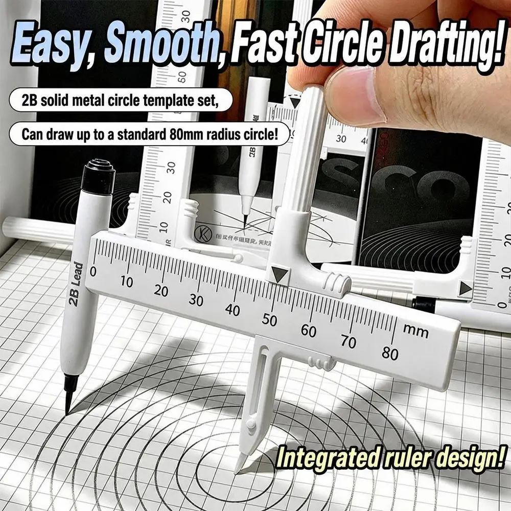 Digital Display Compass Safe No Metal with Replacement Pencil Leads Geometry Compass Lock-Distance Drawing Compass School Office