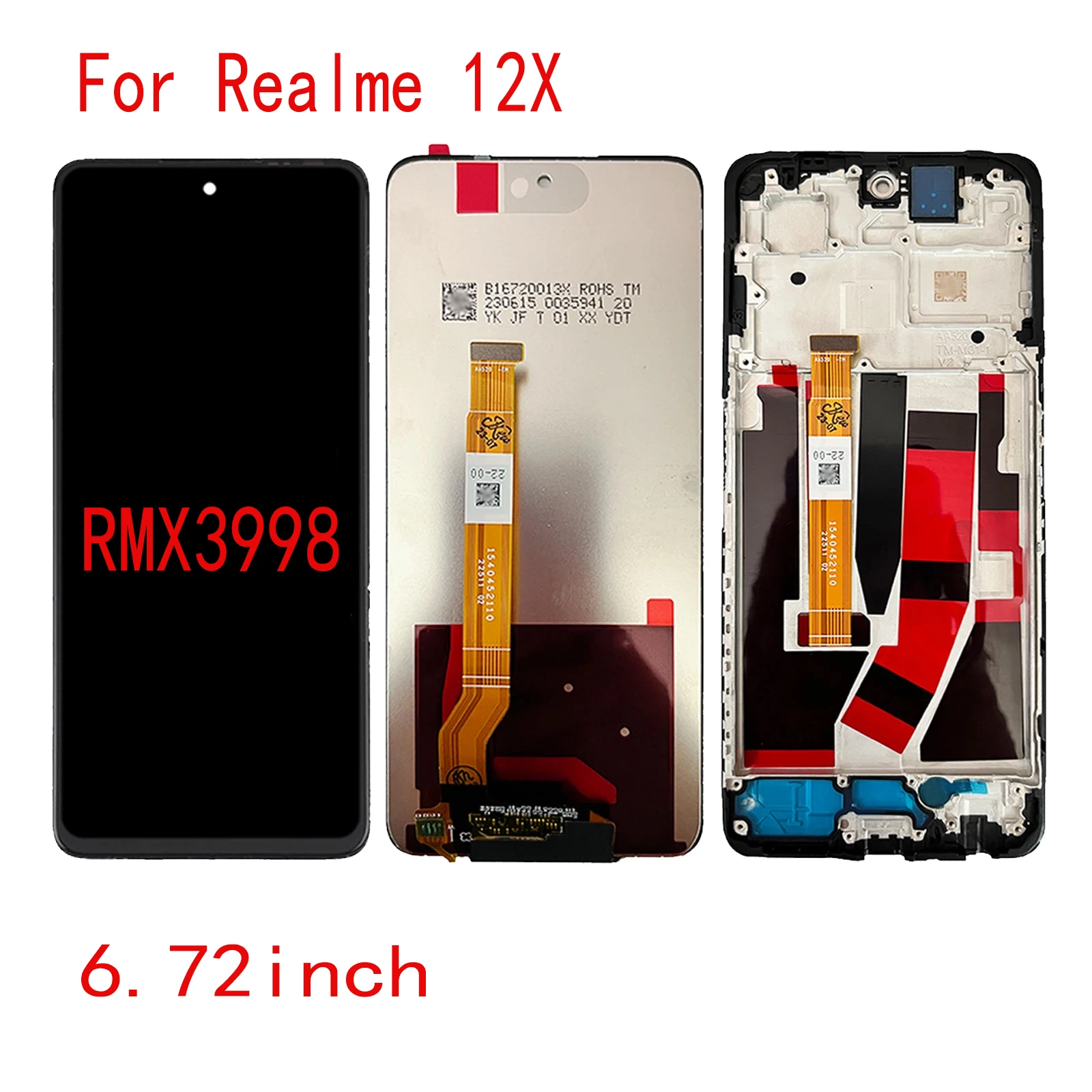 

For realme 12X RMX3998 LCD Display Touch Screen Digitizer Assembly