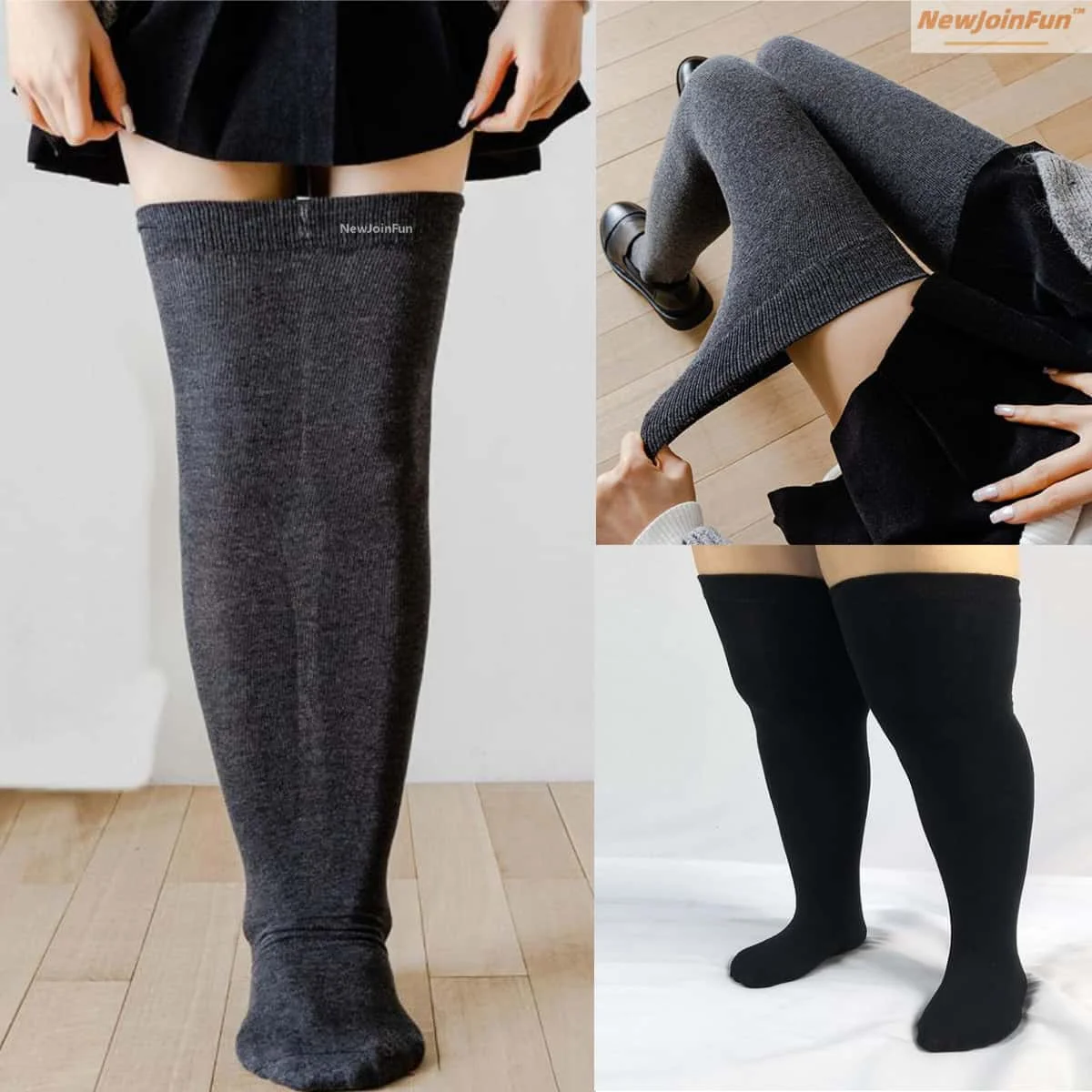 NewJoinFun Fat Thighs Women's Plus Size Elastic Thigh High Socks Stockings