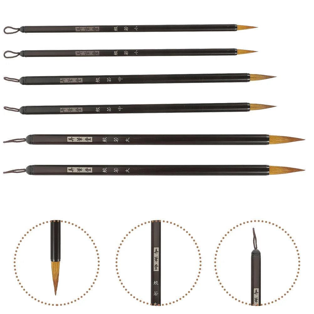 

6 Pcs Langhao Small Regular Script Brush Calligraphy for Painting Chinese Pen Traditional