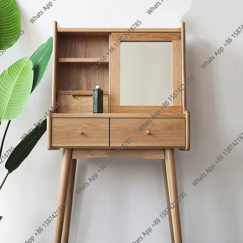 Nordic log dresser Japanese-style solid wood makeup table oak bedroom storage cabinet integrated small apartment