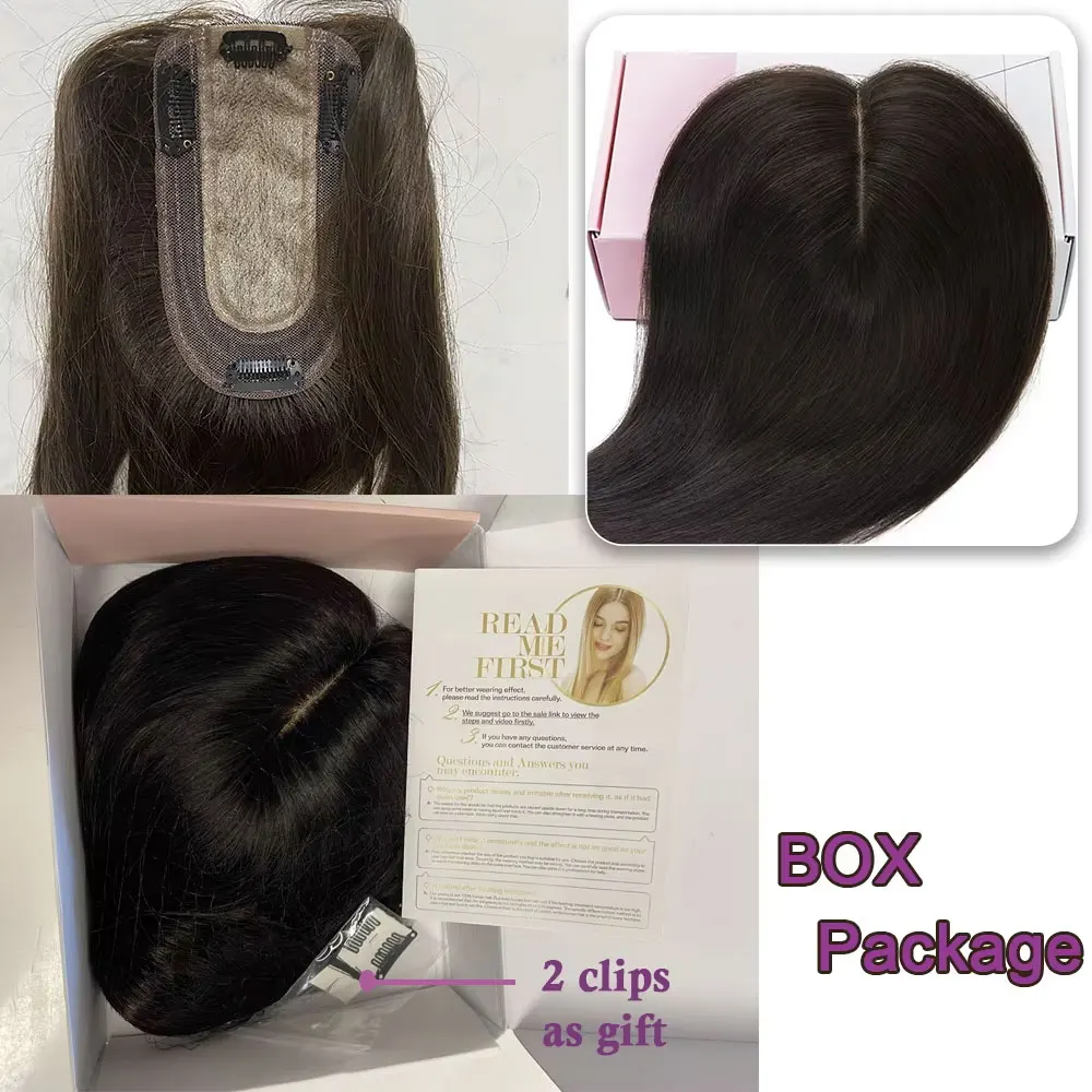SEGO Kopfhaut-Topper aus 100 % Echthaar-Seide für Frauen mit dünner werdendem Haar, 7 x 13 cm, Seidenbasis, natürliches Haar, Clip-in-Top, Wiglet-Haarteile – Detail 7