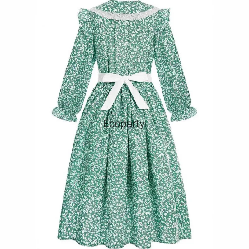 Карнавальный костюм пионера Пурим для девочек, маленький домик прерий, колониальные платья с цветочным принтом, костюм для косплея на Хэллоуин, нарядное платье