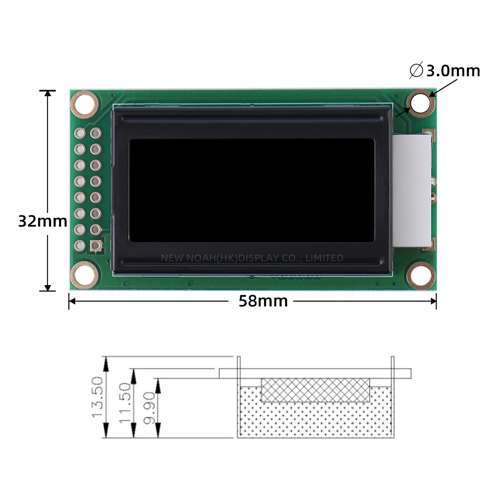 BTN ฟิล์มสีดําสีส้ม 0802B จอแสดงผลตัวอักษรหน้าจอ 0802 LCD 16 PIN แรงดันไฟฟ้า 3.3V หรือ 5V ตัวอักษร Dot Matrix หน้าจอ