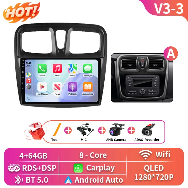 Android 16 Auto Voor Renault Dokker Lodgy Dacia 2012-2020 Radio Multimedia Speler Android Auto Carplay Head Unit navigatie Gps