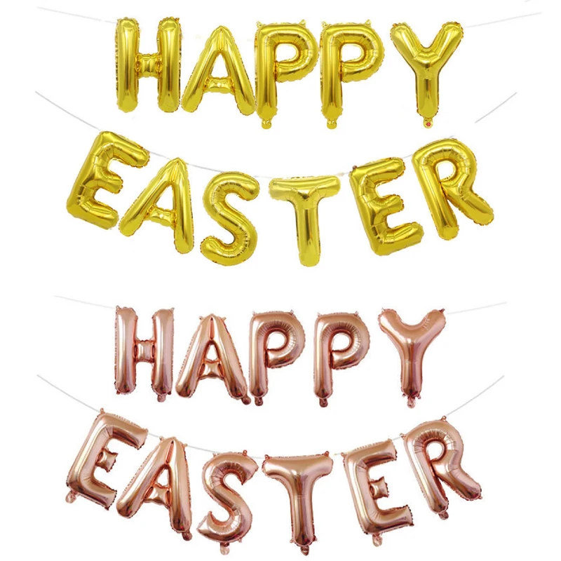 Happy Easter Decoration Balloons String Aluminum Foil Letter Balloon String Easter Party Decoration Balloons Feliz