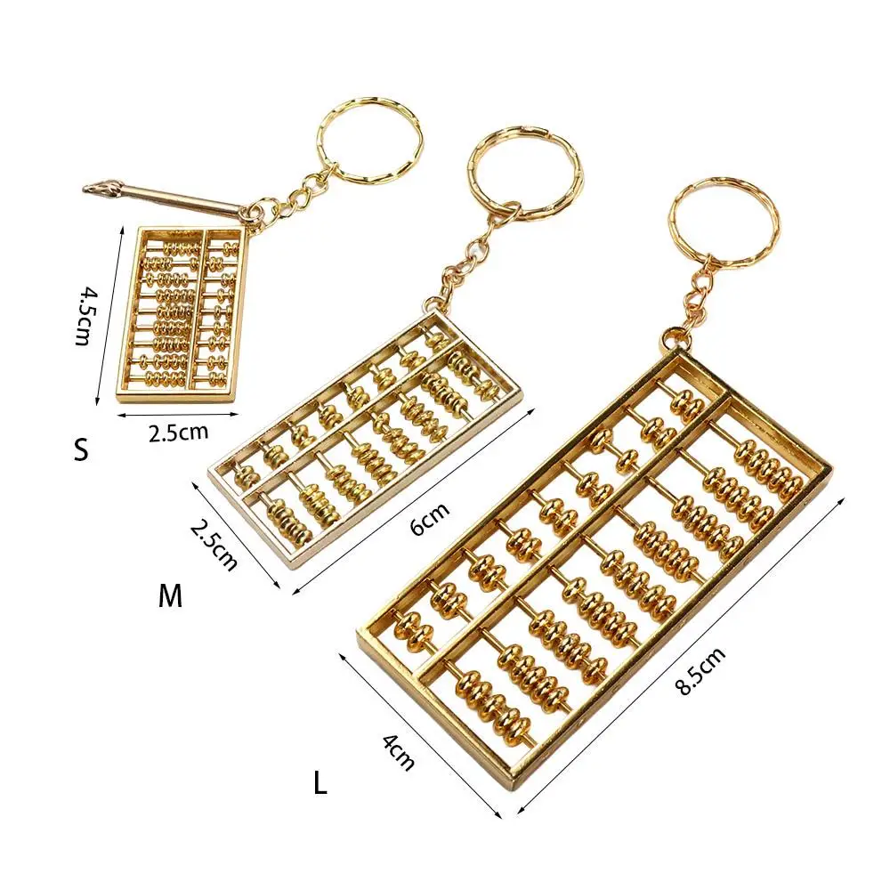 Retro Crafts Alloy Abacus Pendant Gold-plated Removable Abacus Keychain Fortune-attracting Calculator Ornament Desktop