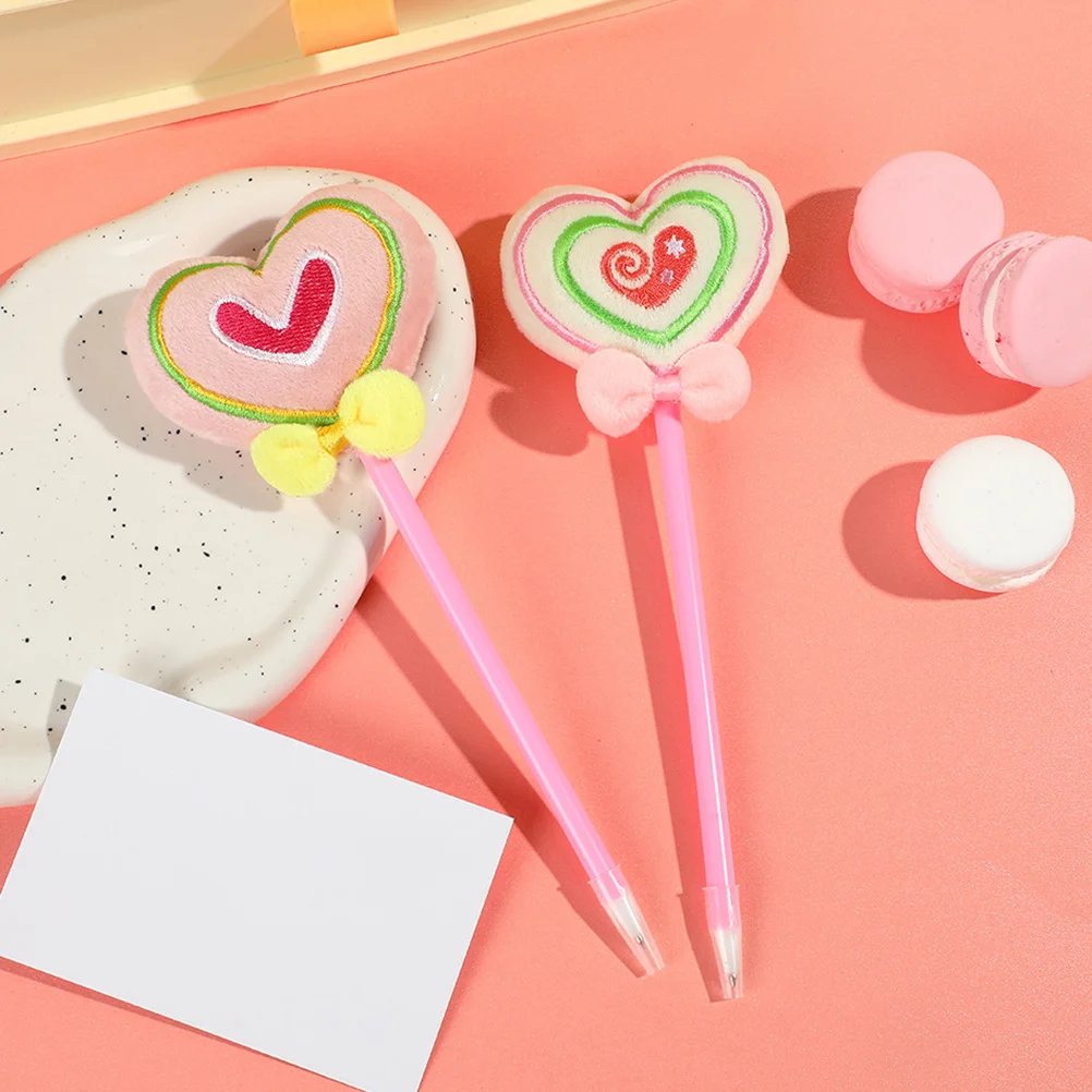 2Pcs Heart Shape Ballpoint Pens Cute Valentine Smooth Writing Colorful Small Journaling Office Use Black Ink