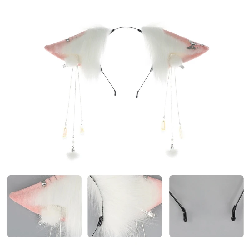 Harige Vossen Oren Katten Meisjes Cosplays Haaraccessoires Pluche Dierenoor Hoofddeksels