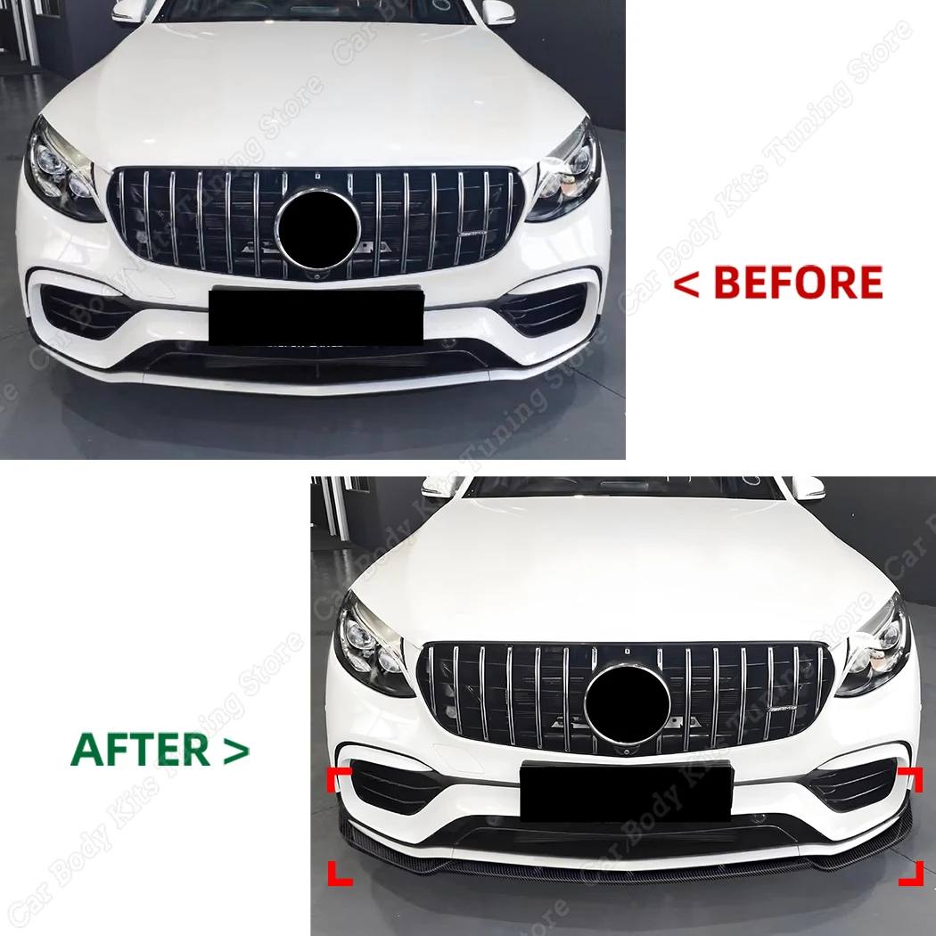 Front Bumper Spoiler Lip For Mercedes-Benz GLC 63 AMG X253 Pre-facelift 2016-2019 Car Diffuser Splitter Guard Body Kit Tuning