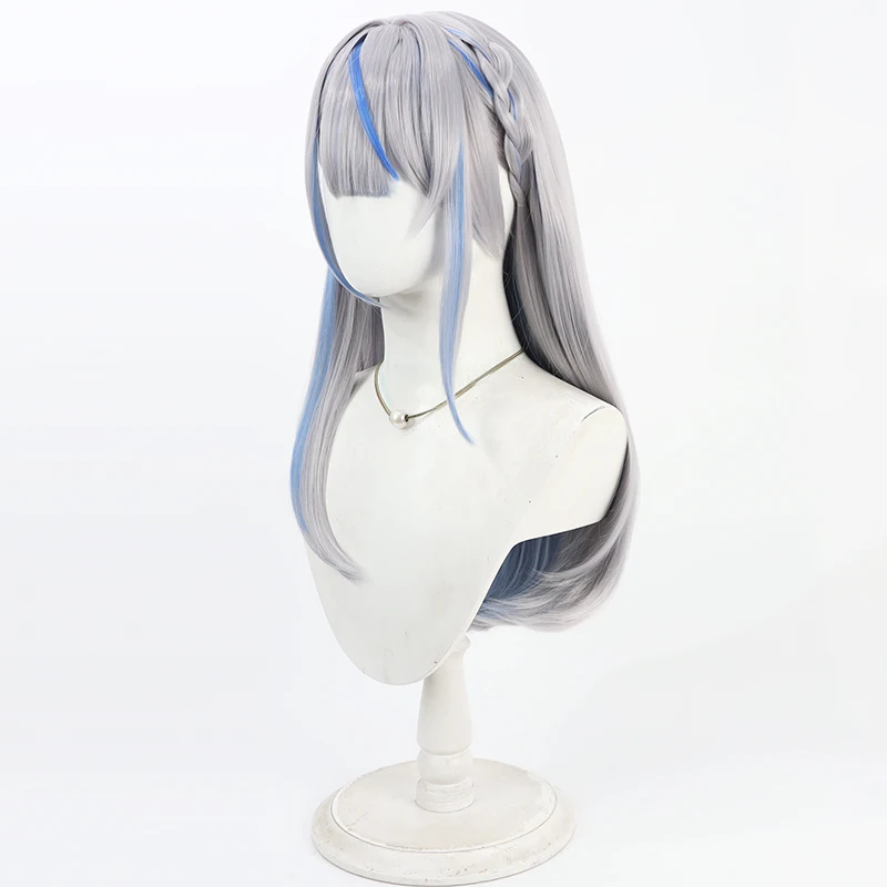 Nuovo Anime Vtuber Amagai Ruka Parrucca Cosplay Ragazza Argento Capelli lunghi Parrucche sintetiche resistenti al calore Carnevale di Halloween Prop