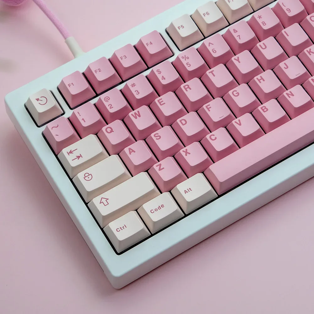 Cherry Pink Original Height ABS Two/Three Colour Rim Mechanical Keyboard Keycaps 104 Key keycap set  English  Ergonomics