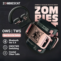 Zombiescat B9 OWS TWS Wireless Earphones Open Ear/In Ear Dual Functional Bluetooth 5.4 Earbuds with Mic Stereo HD Call Headphone