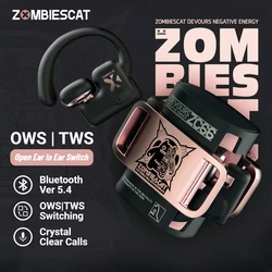 Zombiescat B9 OWS TWS Wireless Earphones Open Ear/In Ear Dual Functional Bluetooth 5.4 Earbuds with Mic Stereo HD Call Headphone