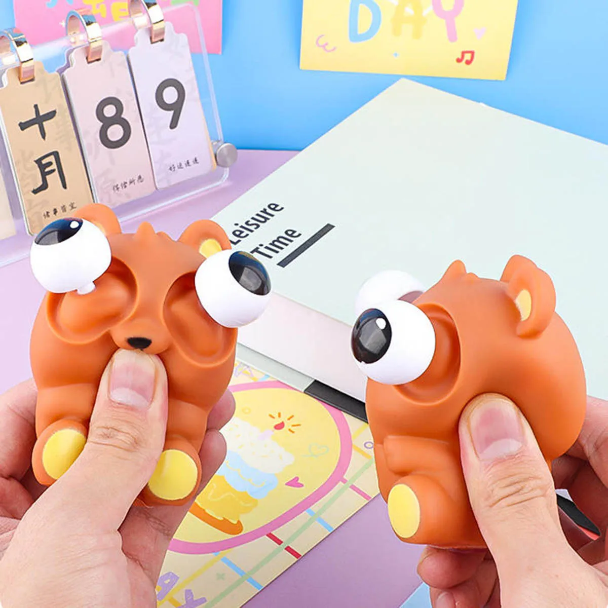 Animal dos desenhos animados novidade globo ocular explosão squeeze brinquedo sensorial bonito urso pitada brinquedo mole crianças descompressão fidget presentes engraçados