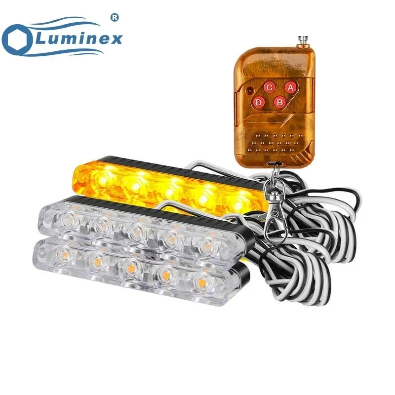 

4 Pcs 5 LED Car Front Grille Strobe Police Lights Flash Warning Lamp Rescue Vehicle Emergency Flasher Off-road Warning Lights