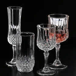 6pcs Red Wine Vintage High Foot Creative Personality Trend Nordic Style Crystal Transparent Glass Champagne Cup