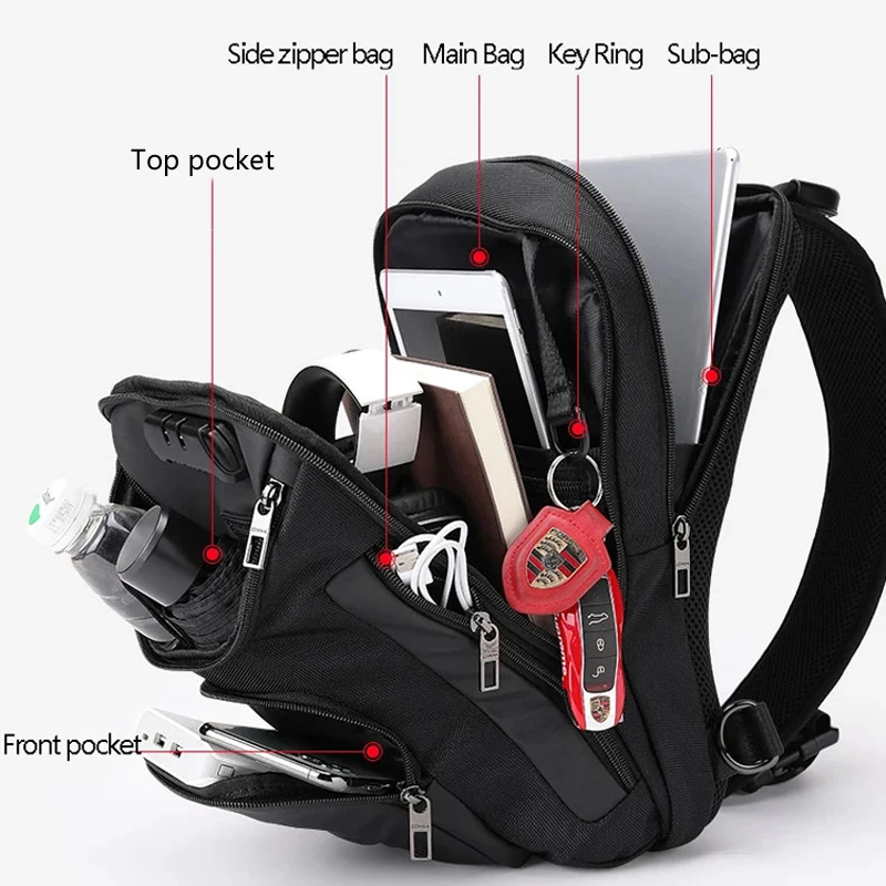 Fashion Shoulder Bag for Young Men Oxford Large Capacity Crossbody Bags Party Sport Cycle Messenger Chest Sling Travel Pack