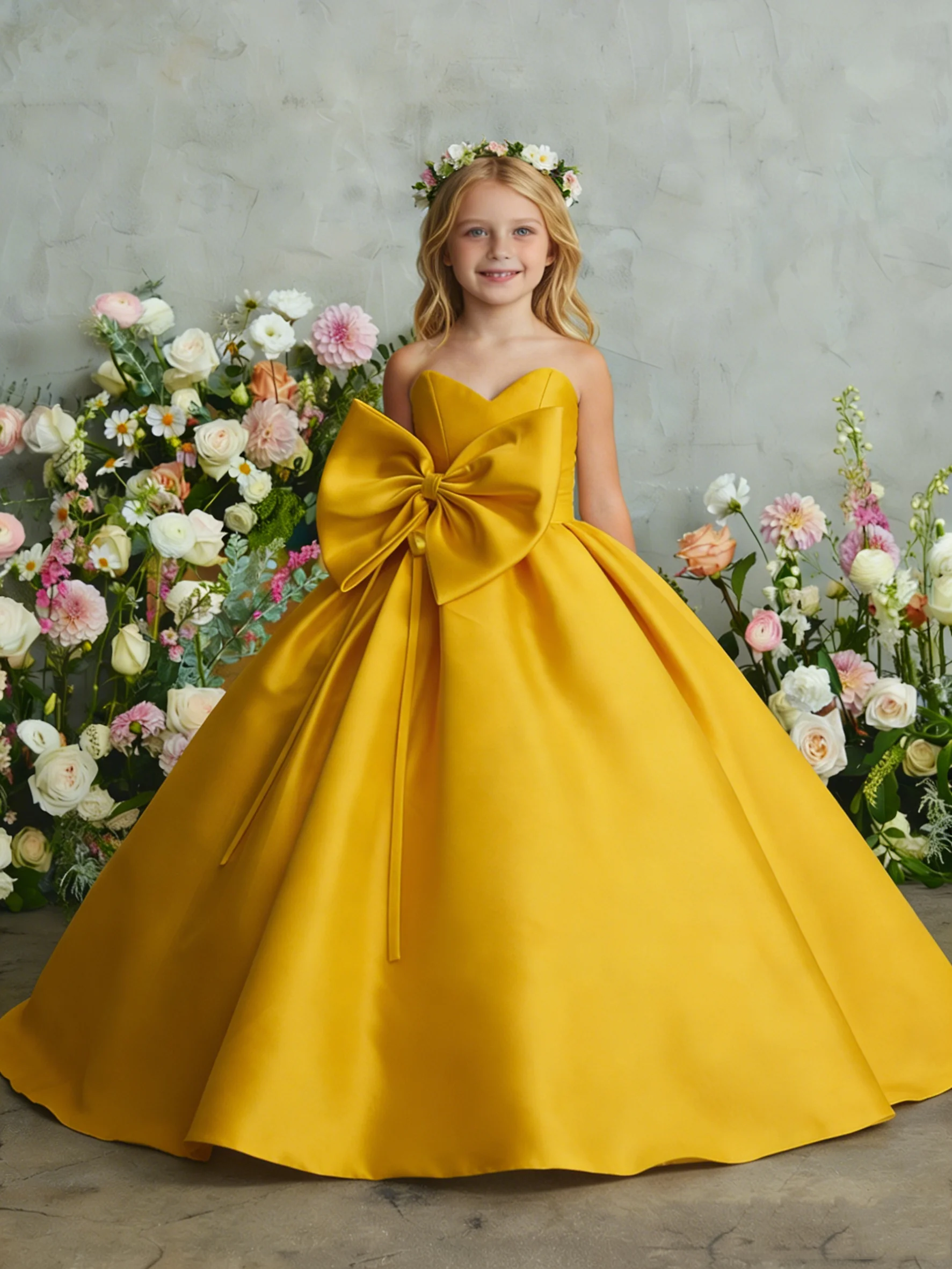 Pink Flower Gierl Dress for Wedding Pearls Beading Tulle Puffy Princess Kids Birthday Party First Communion Ball Gown Customized