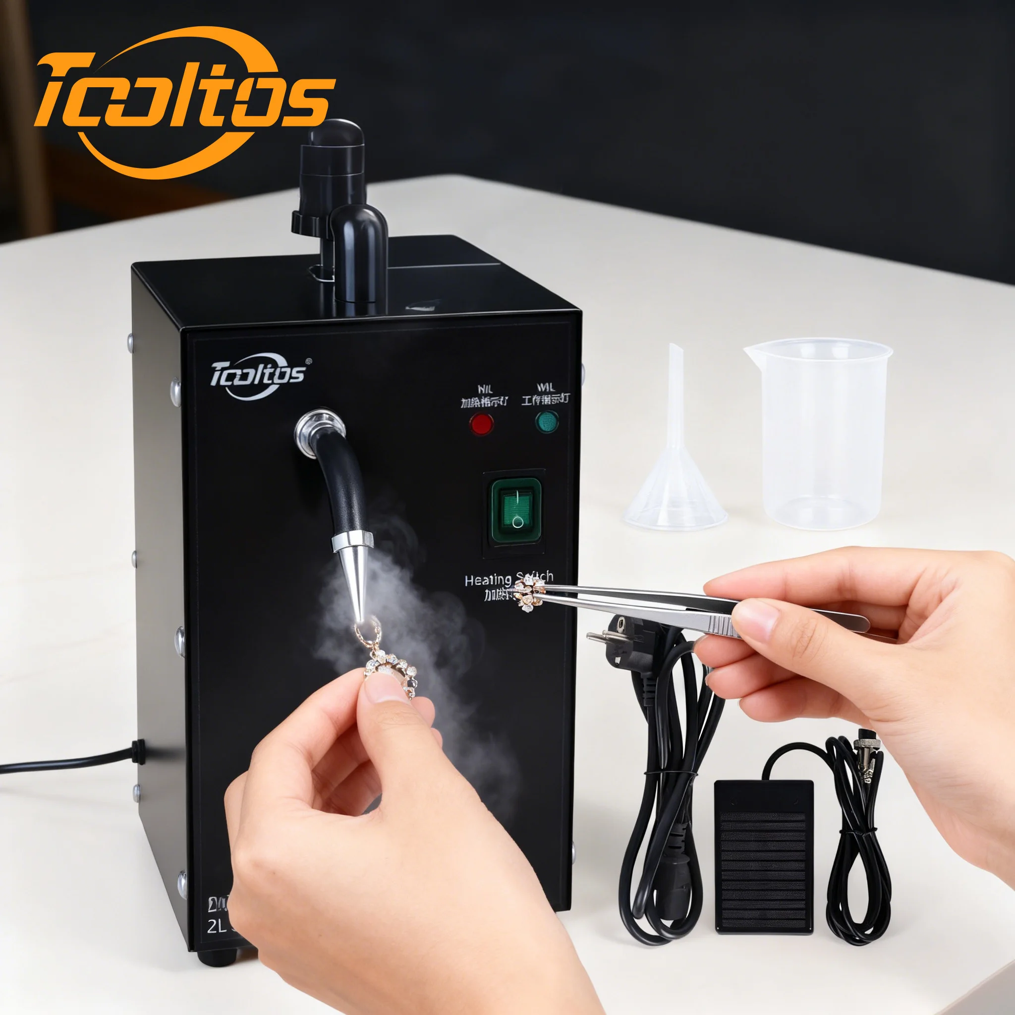 TOOLTOS 2L Jewelry Steam Cleaner 1300W High Pressure Steam Cleaning Machine for Rings Necklaces Jewelry Repair