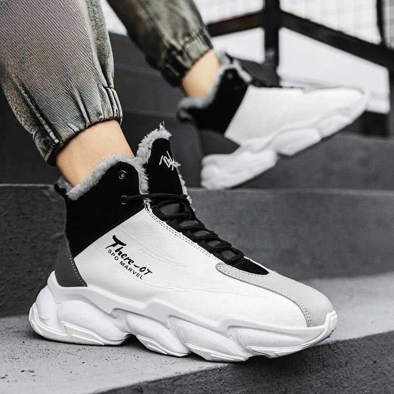 

Теплые зимние высокие ботинки на платформе со шнуровкой для мужчин. Удобные модные классические оригинальные предложения Y2k. Дешевая дизайнерская мужская обувь. Распродажа.