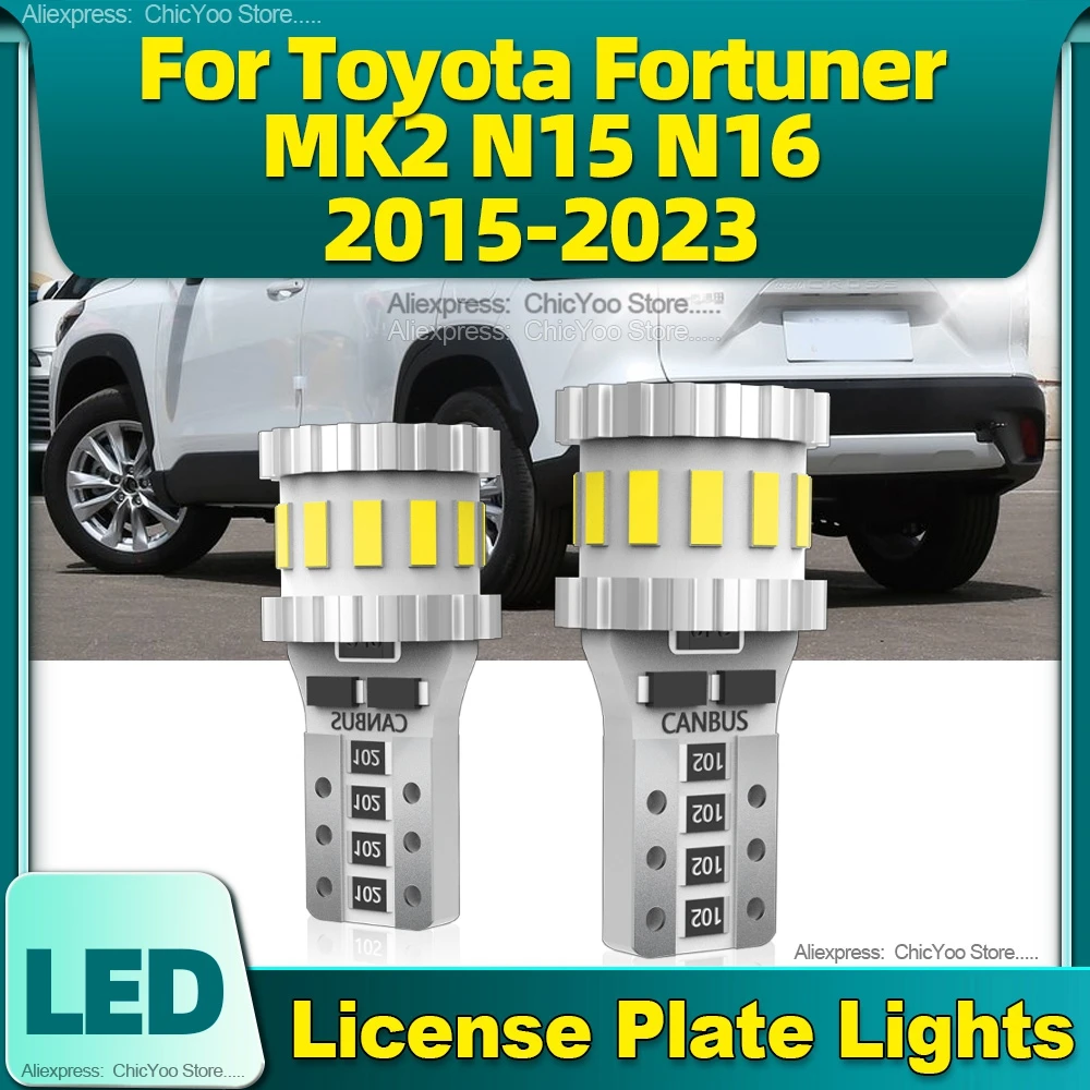 

2Pcs W5W LED Car Lamp Canbus License Plate Light 12V T10 For Toyota Fortuner MK2 N15 N16 2015 2016 2017 2018 2019 2020 2021-2023