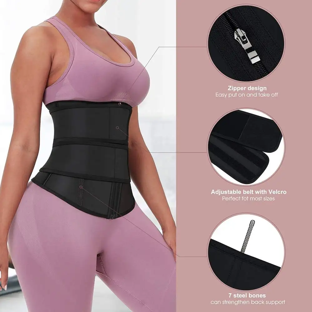 Colombia Women Latex Waist Trainer Cincher Body Shaper Plus Size Zipper Corset Underbust Tummy Control Shapewear