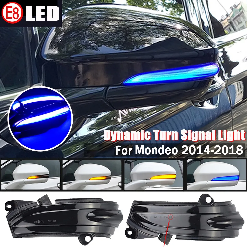 For Ford Fusion Mondeo MK5 2014-2019 Car LED Dynamic Side Rearview Mirror Light Turn Signal Light Blue Blinker Indicator