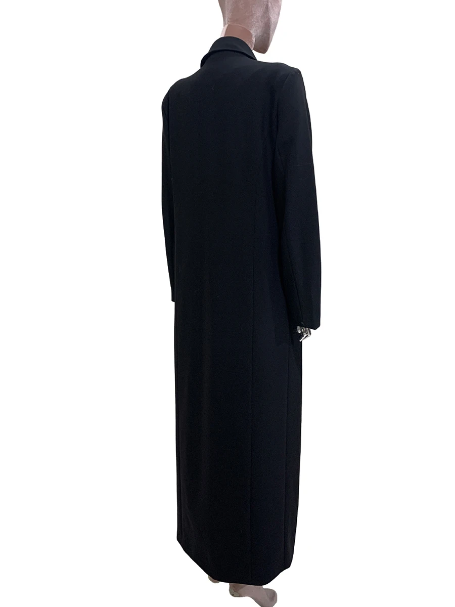 

Весенне-осенний удлиненный черный плащ для женщин, двубортное элегантное роскошное европейское модное пальто с подплечниками, 2025 г. тренч женский длинный