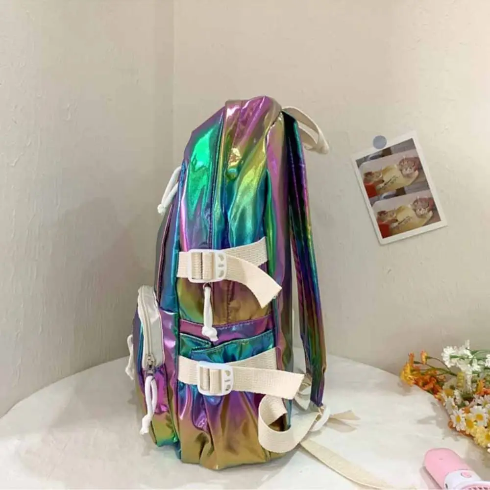 

Kawaii Multi-Pocket Laser Backpack Large Capacity Handbag Students School Bag Korean Style Storage Bag Shoulder Bag Travel