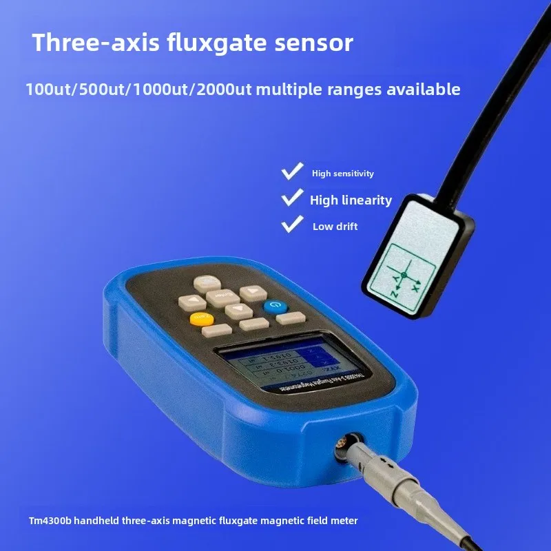 Handheld three-axis fluxgate magnetometer, digital Gaussian meter weak magnetic measurement TM4300B
