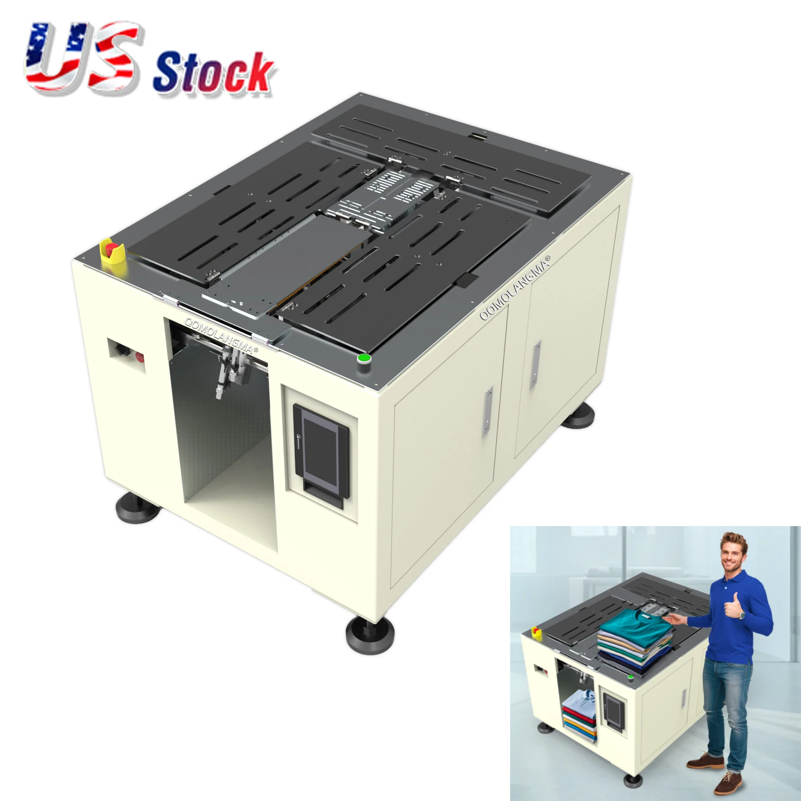 US Stock Qomolangma Semi-Auto Garment Folding & Packaging Machine Clothes Stacking + Bagging System for Retail/Laundry