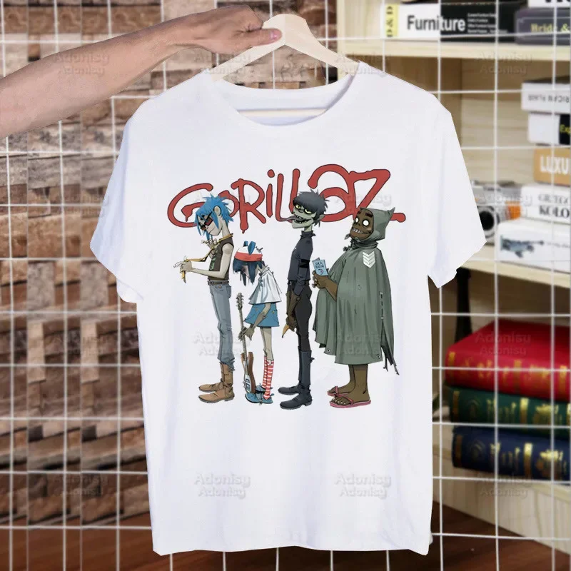 Gorillaz PUNK ROCK Cartoon Funny T Shirt Men New Casual Short Sleeve ChakaKhan Noodle Tshirt Homme Manga Unisex T-shirt Tees