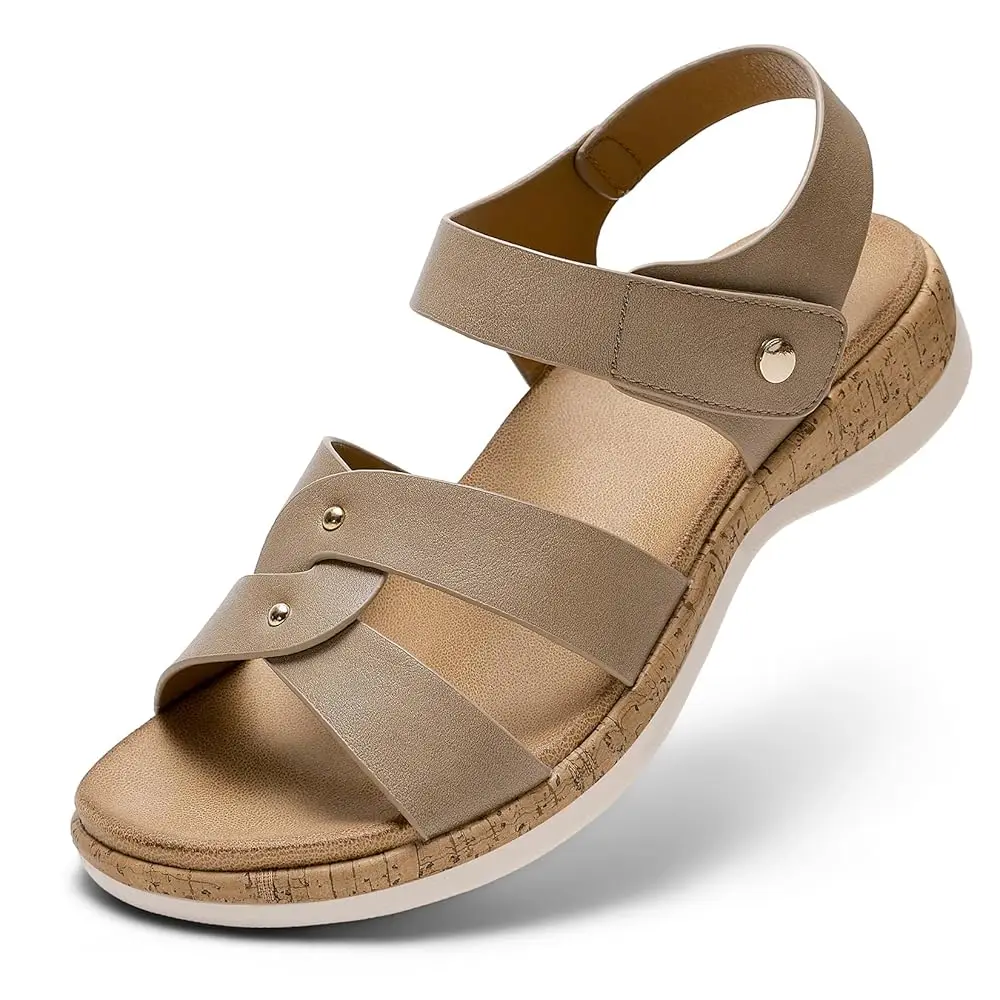 

Женские сандалии Littleplum с поддержкой свода стопы, с открытым носком, регулируемые, удобные летние туфли для прогулок, пляжа, путешествий, повседневной носки