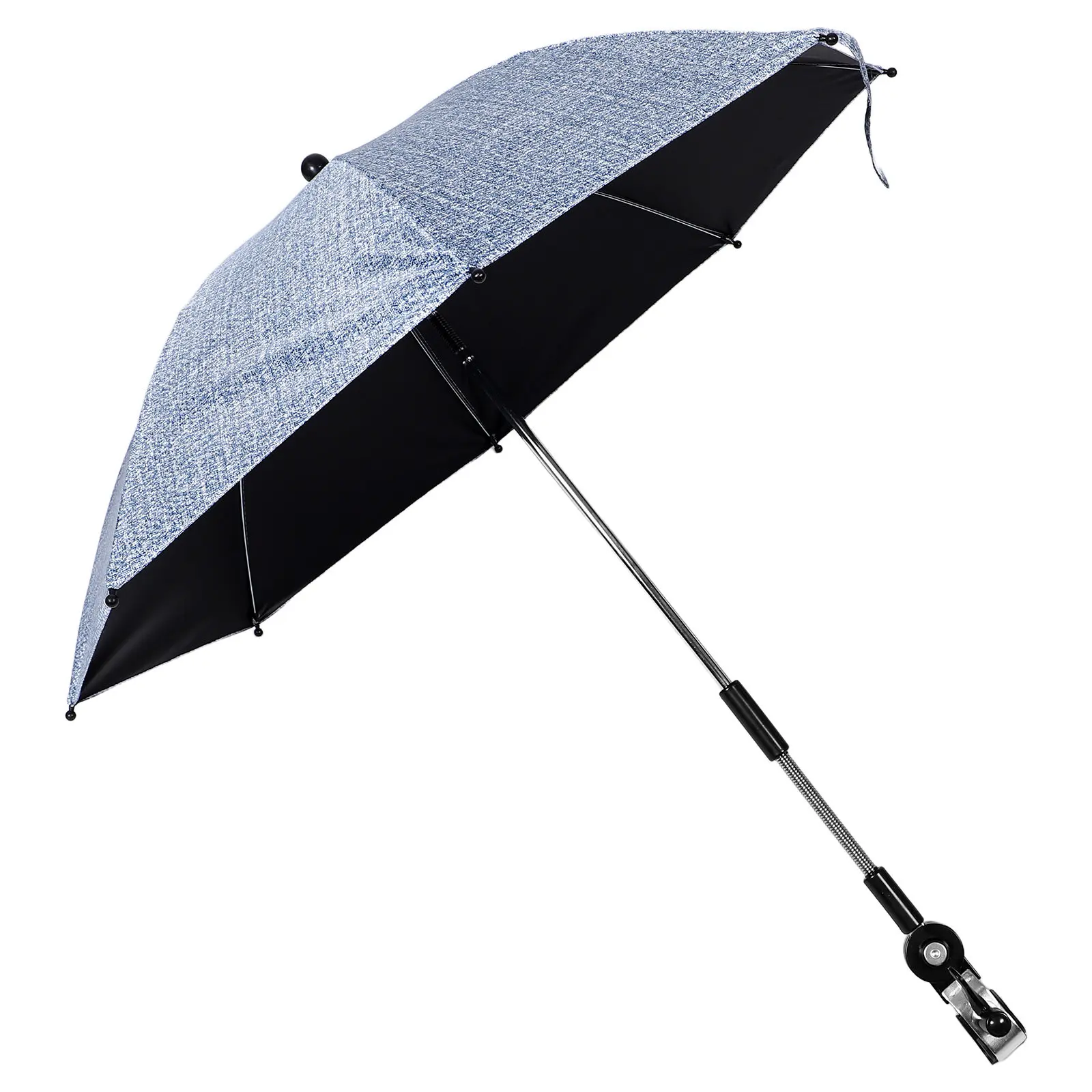 Baby Stroller Umbrella Universal Black Coating Uv Protection Parasol Adjustable Clamp for Outdoor Pram Stroller Umbrella