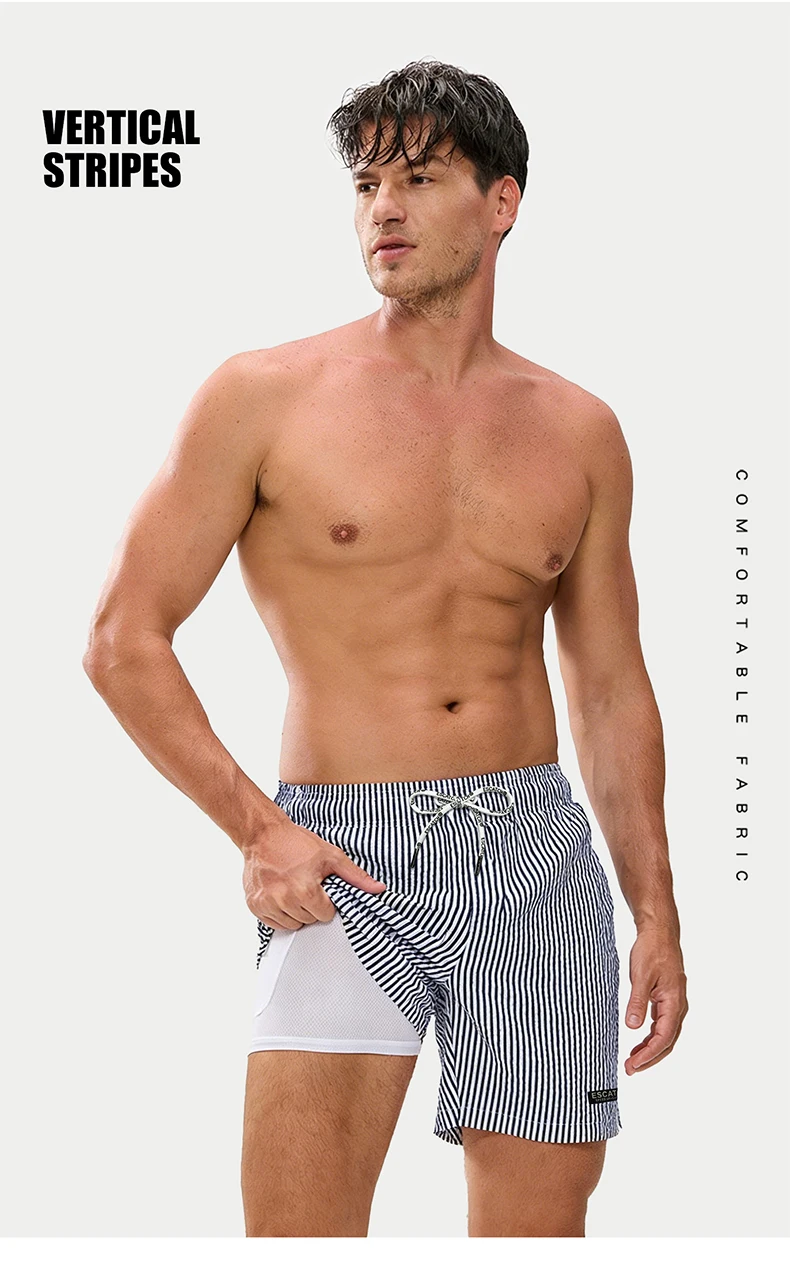 2026 Neuer Stil Herren-Badeshorts - Fitness, Surfen, Strandshorts - Verstellbare Taille Passende Herren-Badehose – Detail 3