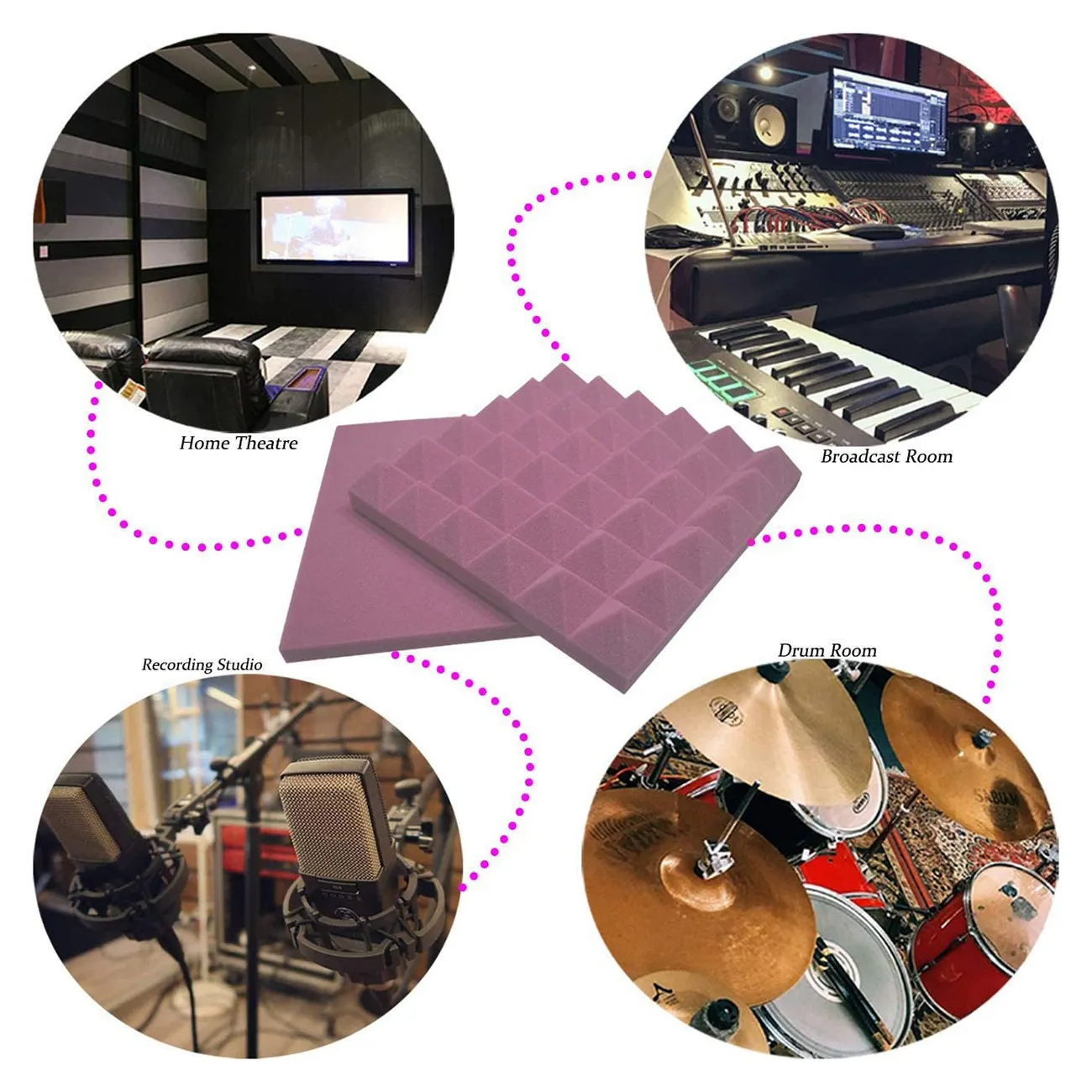 

Highly Recommended.12 Pack Soundproof Foam Pyramid Acoustic Absorbing Panels Studio Foam