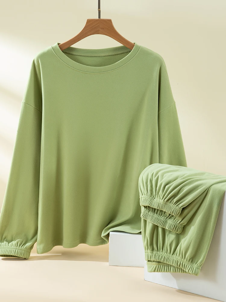 

Теплый комплект домашней одежды Thiened, женский зимний длинный све, свободный комплект из двух предметов, большой размер, домашний круглый Ne Spwear Dervo