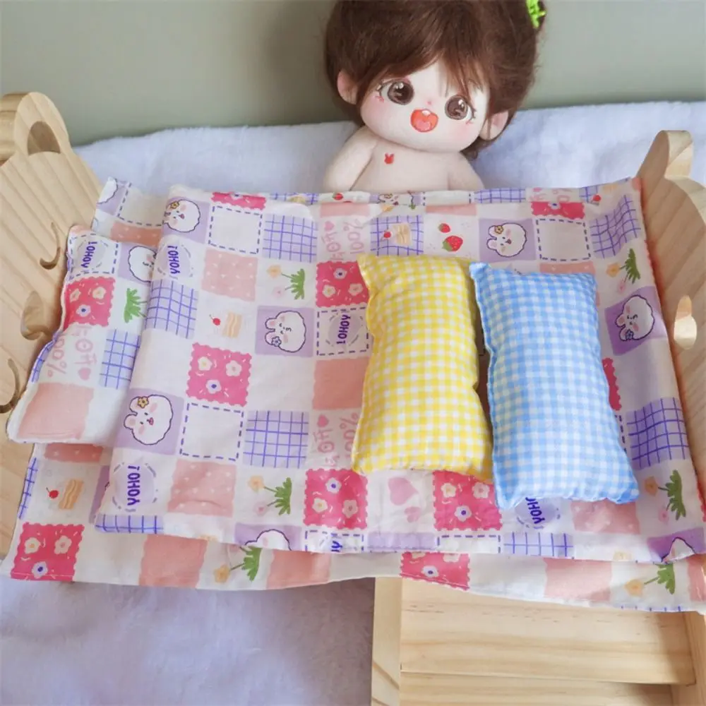 Ecolhedor 20cm boneca cama acessórios boneca cama macia boneca colcha travesseiro boneca saco de dormir brinquedo diy