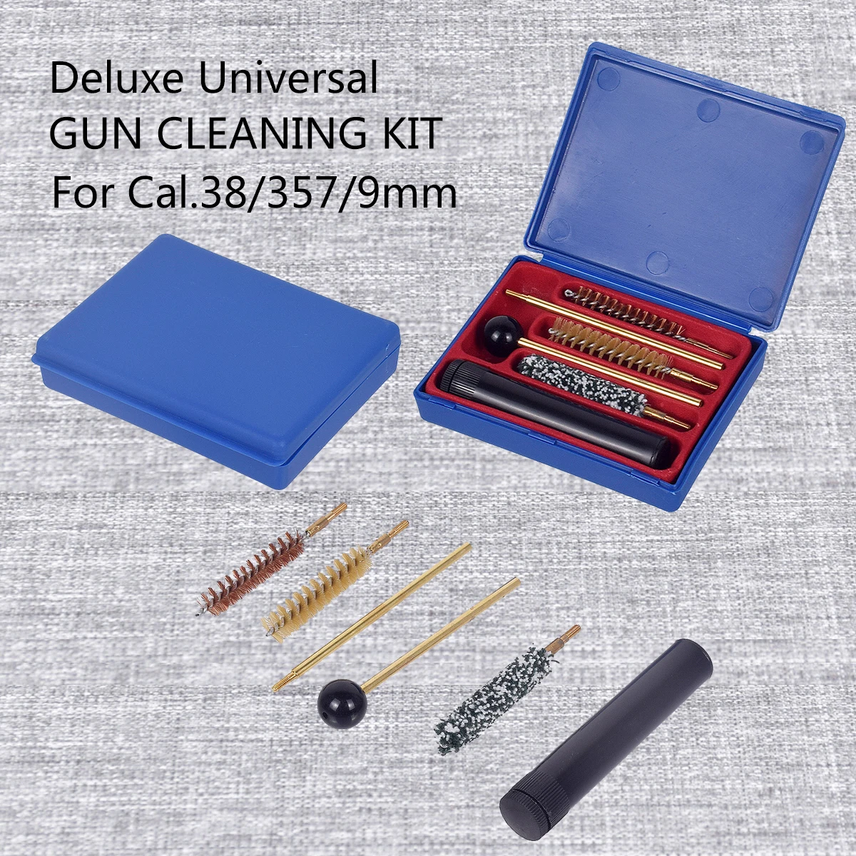 Tactical Deluxe Universal Gun Cleaning Brush Tool Kits With Durable Plastic Storage Case Fit For Pistol Cal.38/357/9mm