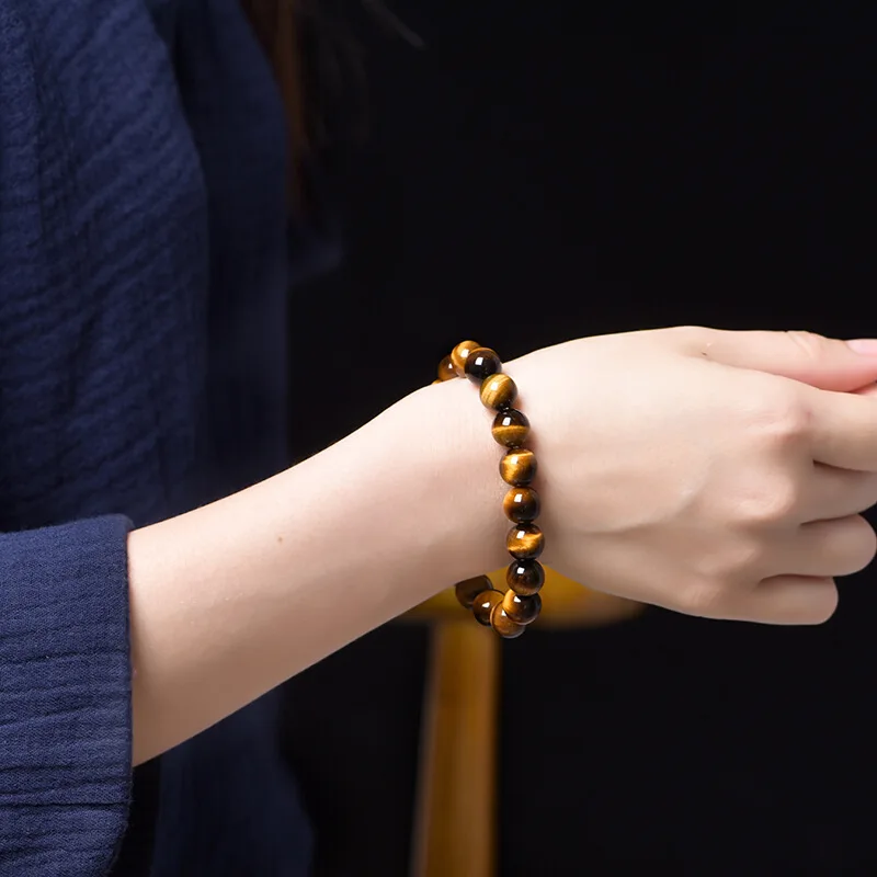 Classic Prayer Rosary Bracelet Natural Yellow Tiger Eye Stone Stretch Bead Bracelet Men Women Yoga Meditation Healing Bracelet