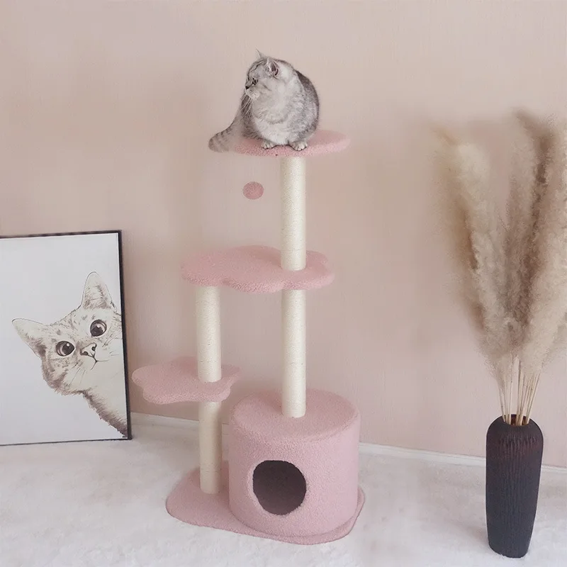 

Cute large cat climbing frame wholesale cat litter jumping platform integrated sisal scratching column catnip toy