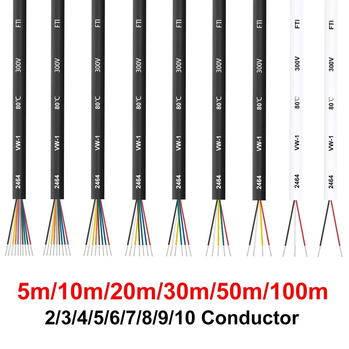 18 16 14AWG Flexible Automotive Cable 2 3 4 5 6 7 8 9 10 Cores Conductor Solder Wire LED Extension Cable For Audio Speakers