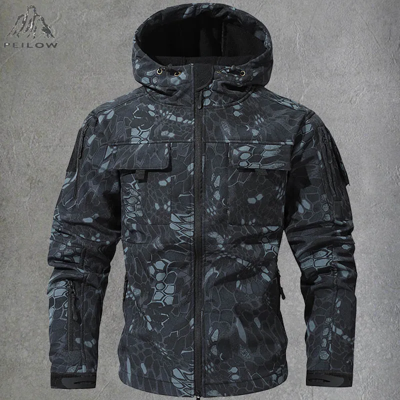 

Tactical Hiking Camo Jackets Men Clothing Waterproof Coat Warm Men Sharkskin Hooded Windbreaker Fleece Softshell Hunting Clothes