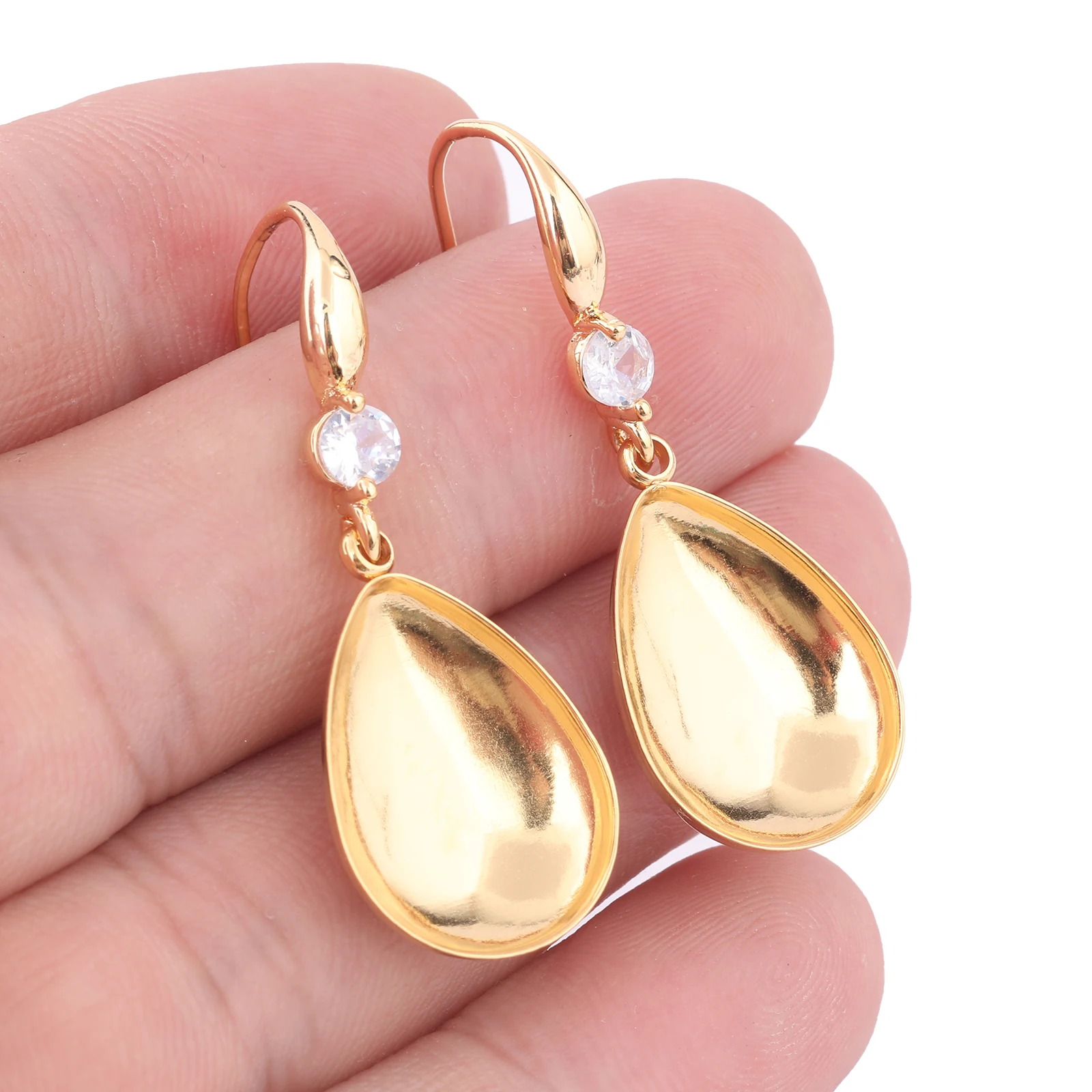 6pcs Gold Plated Stainless Steel Earring Base Setting Blanks For 13x18mm Teardrop Stones Diy Rhinestone Earrings Hooks findings